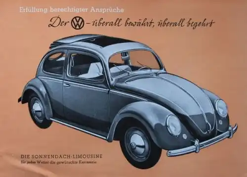 Volkswagen Käfer Modellprogramm 1950 Automobilprospekt (9406)