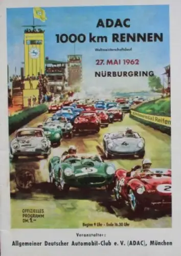 ADAC "1000 km Rennen" Nürburgring Mai 1962 Rennprogramm (8467)