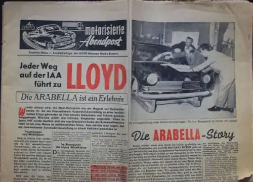 "Motorisierte Abendpost" Lloyd Zeitung 1957 IAA Frankfurt (0804)