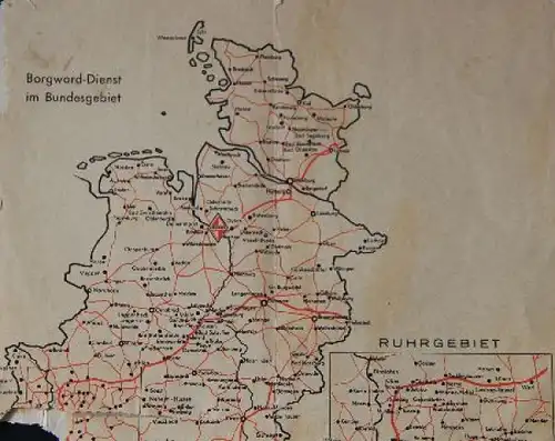 Borgward Straßenkarte 1955 Deutschland aus Borgward-Pförtnerbüro (7162)