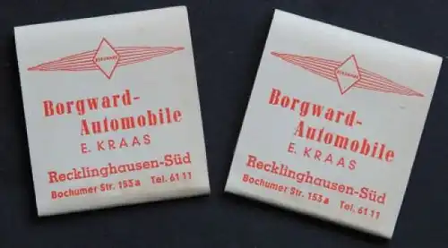 Borgward Streichholzbriefe 1958 mit Logo (4694)