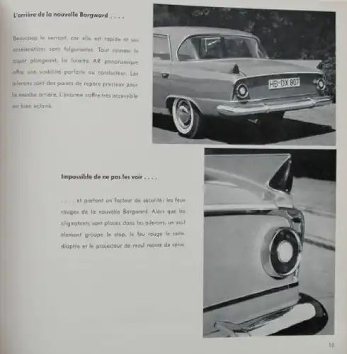 Borgward Modellprogramm 1959 "Salon de l'Automobile Paris" Automobil-Pressemappe mit Pressefotos (9259)