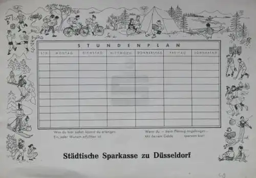 Borgward Hansa 1500 Stundenplan Sparkasse 1952 (2037)