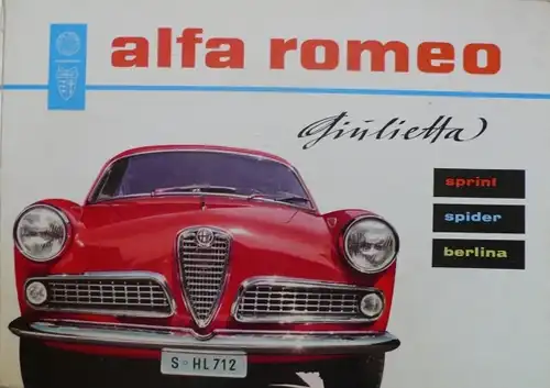 Alfa Romeo Giulietta Sprint Spider Modellprogramm 1959 Automobilprospekt (6296)