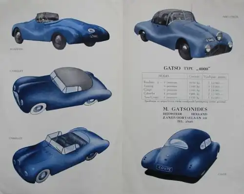 Gatso Type 4000 Modellprogramm 1948 Automobilprospekt (7892)