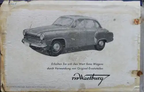 Wartburg 311 Limousine 1957 Ersatzteilliste VEB Automobilwerk (3431)