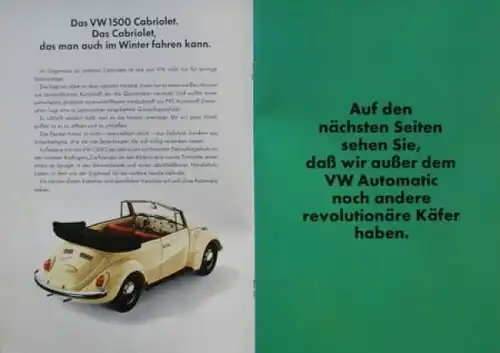 Volkswagen Käfer Modellprogramm 1968 "Der neue Käfer" Automobilprospekt (7771)