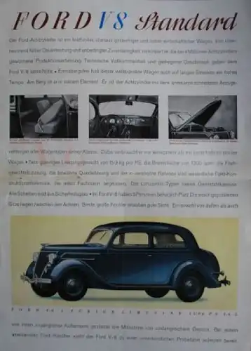 Ford V8 Standard Modellprogramm 1938 Automobilprospekt (1401)