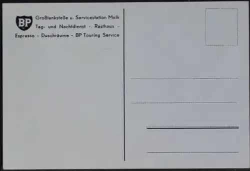 BP Tankstelle Rasthaus Melk "BP wünscht gute Fahrt" 1953 Originalpostkarte (1031)