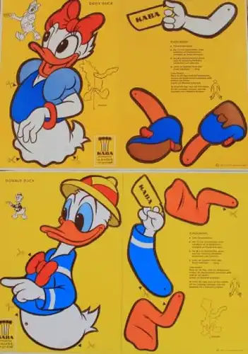 Disney Kaba Hampelmann-Werbefiguren 1965 Mickey Maus, Donald, Dagobert Karton (5415)