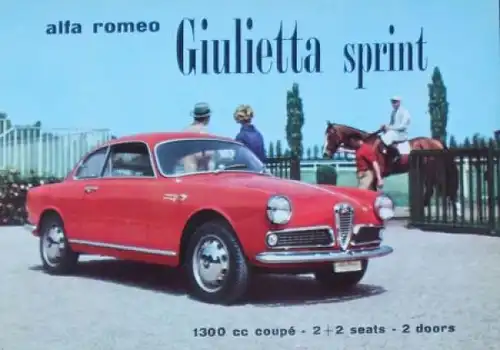 Alfa Romeo Giulietta Sprint Coupe 1300 Modellprogramm 1958 Automobilprospekt (8071)
