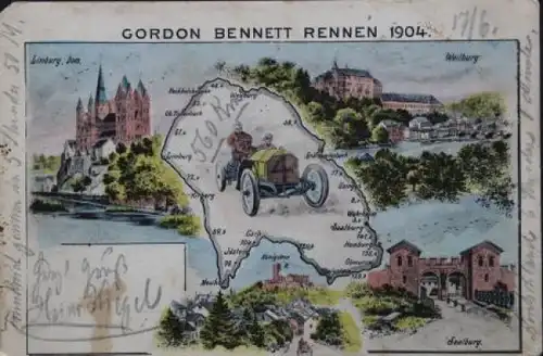 Gordo-Bennet Rennen 1904 Rennstrecke Originalpostkarte (8243)