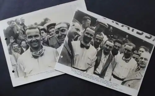 Mercedes-Benz Rennteam Rudolf Carraciola und Hermann Lang 1937 zwei Original-Werksfotos (4151)