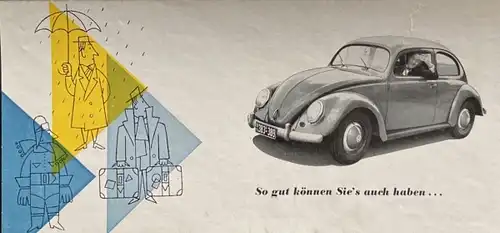 Volkswagen Käfer Modellprogramm 1958 "So gut können Sie's auch haben" Automobilprospekt (0639)