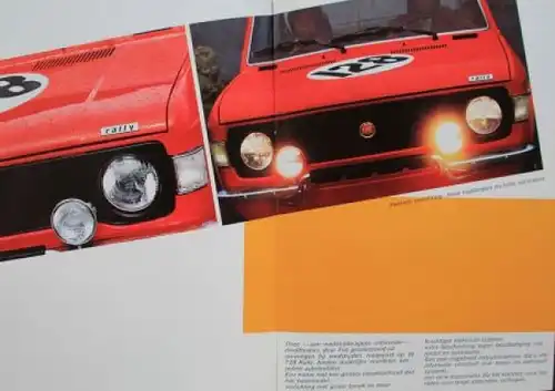 Fiat 128 Rally 1300 Modellprogramm 1974 Automobilprospekt (4892)