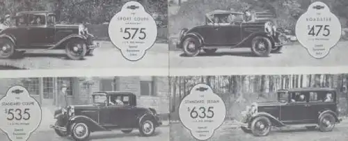 Chevrolet Modellprogramm 1930 Automobilprospekt (7707)
