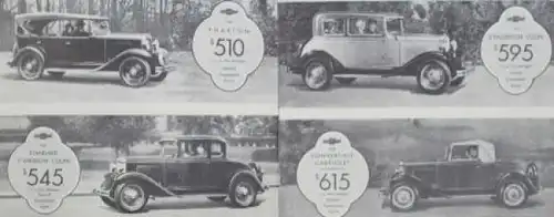 Chevrolet Modellprogramm 1930 Automobilprospekt (7707)