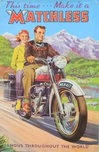 Matchless Motorrad Modellprogramm 1958 "This time...make it" Motorradprospekt (9559)