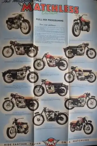 Matchless Motorrad Modellprogramm 1958 "This time...make it" Motorradprospekt (9559)