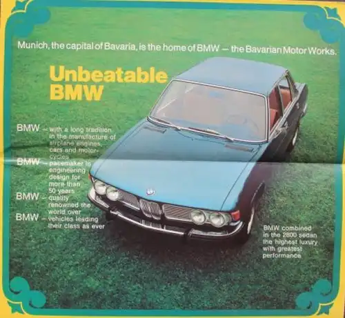 BMW Modellprogramm 1972 "Bavaria's unbeatable" Automobilprospekt (8563)