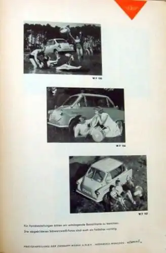 Zündapp Janus Modellprogramm 1957 Automobil-Pressemappe (7241)