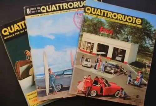 "Quattroruote" Automobil-Magazin Italien 1956 drei Ausgaben (4823)