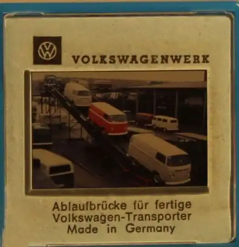 Volkswagen-Werk T2 Bus-Produktion 1967 sieben Original-Werkdias in Box (1839)