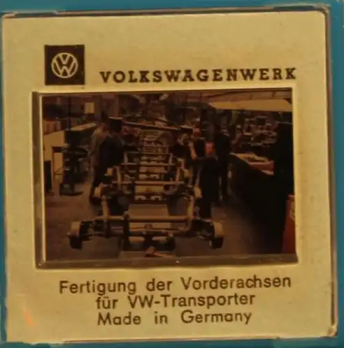 Volkswagen-Werk T2 Bus-Produktion 1967 sieben Original-Werkdias in Box (1839)