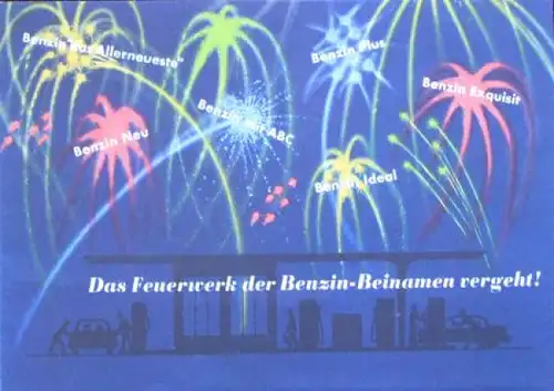 Gasolin "Das Feuerwerk der Benzin-Beinamen" 1953 Tankstellen-Prospekt (4764)