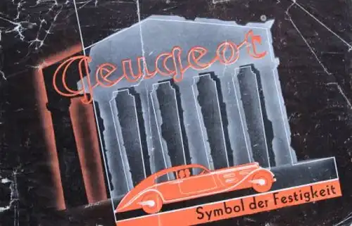 Peugeot 401 Modellprogramm 1935 "Symbol der Festigkeit" Automobilprospekt (5728)