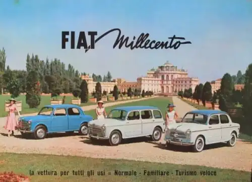 Fiat Millecento Modellprogramm 1961 Automobilprospekt (4887)