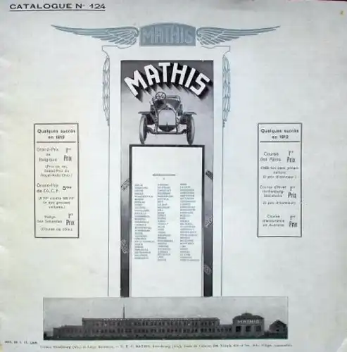 Mathis Automobiles Modellprogramm 1913 Automobilprospekt (0631)