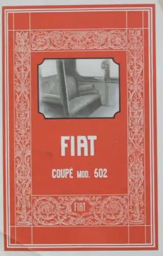 Fiat 502 Coupe Modellprogramm 1924 Automobilprospekt (8974)