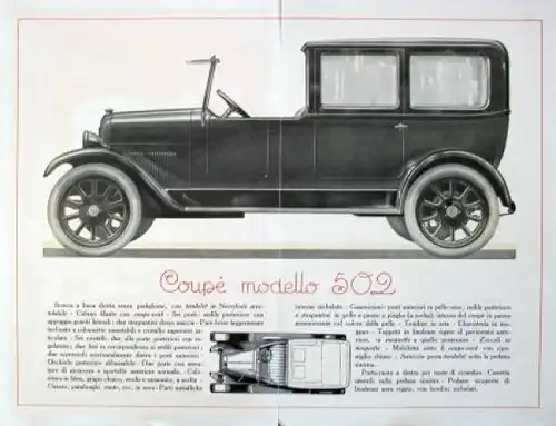 Fiat 502 Coupe Modellprogramm 1924 Automobilprospekt (8974)