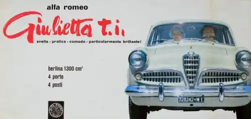 Alfa Romeo Giulietta t.i. Berlina Modellprogramm 1957 Automobilprospekt (6069)