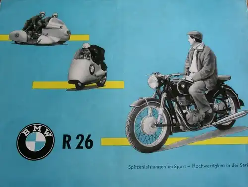 BMW R 26 Modellprogramm 1956 Motorradprospekt (3757)