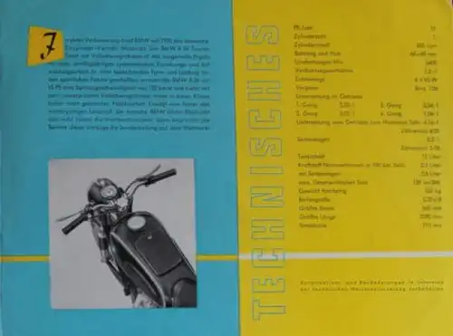 BMW R 26 Modellprogramm 1956 Motorradprospekt (3757)