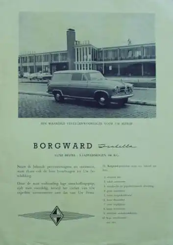 Borgward Isabella Luxe Kombi Modellprogramm 1960 Automobilprospekt (7694)