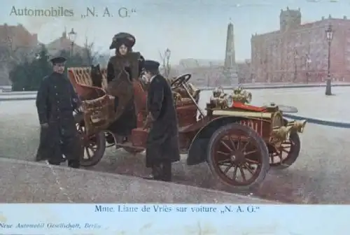 NAG Automobile 1907 Originalpostkarte gelaufen (7705)