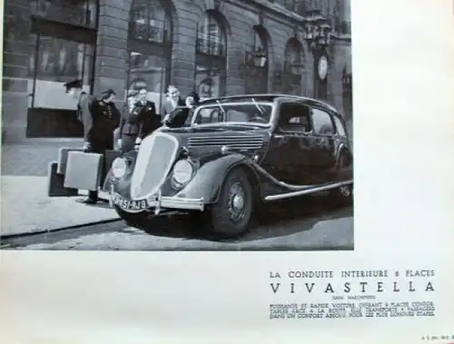 Renault Vivastella Grand Sport 6 Zylinder Modellprogramm 1934 sechs Doisneau Automobilprospekt-Blätter (7738)