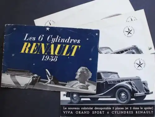 Renault Vivastella 6 Zylinder Modellprogramm 1938 Automobilprospekt-Mappe (7741)