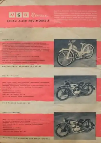 NSU Motorräder Modellprogramm 1956 Motorradprospekt (7810)