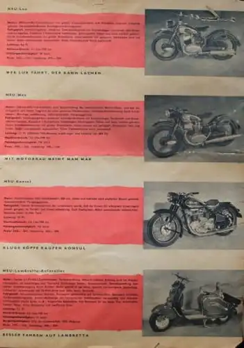 NSU Motorräder Modellprogramm 1956 Motorradprospekt (7810)