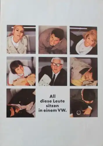 Volkswagen T2 Transporter Modellprogramm 1967 "All diese Leute sitzen in einem VW" Automobilprospekt (7803)