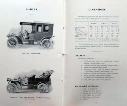Martini Cars Modellprogramm 1905 Automobilprospekt (7930)