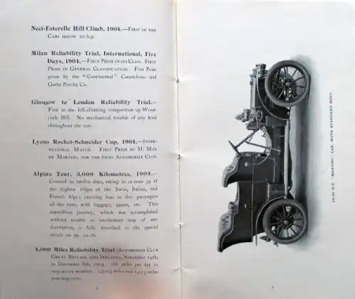 Martini Cars Modellprogramm 1905 Automobilprospekt (7930)