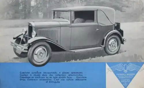Chenard & Walcker 9 CV 4 Zylinder Modellprogramm 1928 (7933)
