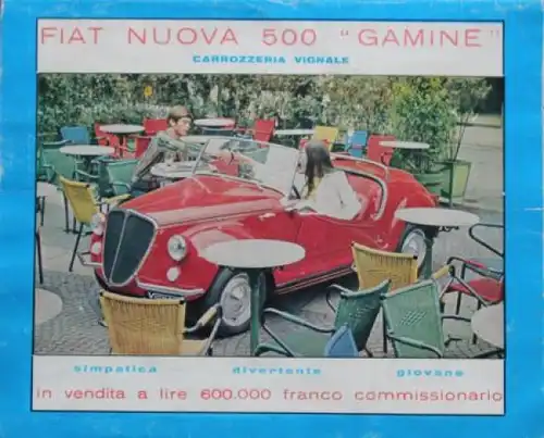Fiat Nuova 500 Gamine Vignale Modellprogramm 1969 Automobilprospekt (7944)