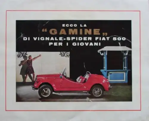 Fiat Nuova 500 Gamine Vignale Modellprogramm 1969 Automobilprospekt (7944)