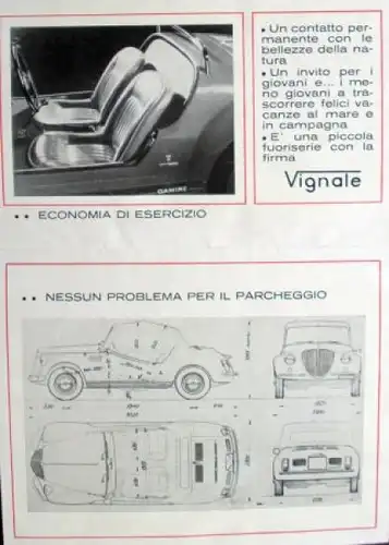 Fiat Nuova 500 Gamine Vignale Modellprogramm 1969 Automobilprospekt (7944)